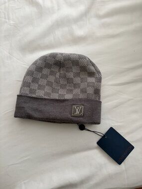 Louis Vuitton Two-Tone Gray Patterned Beanie